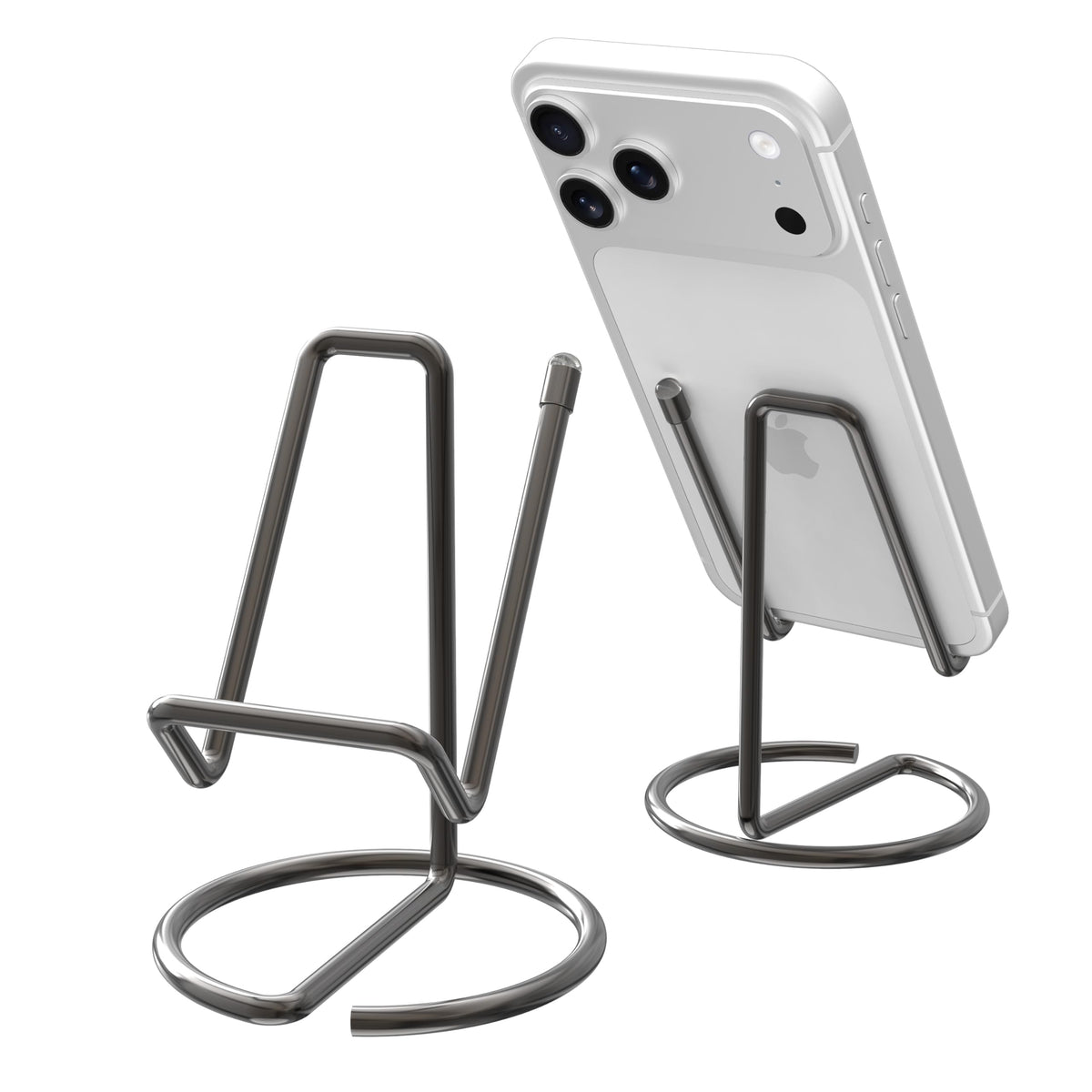 Metal Cell Phone Stand for Desk, Cute One-Piece Phone Holder, Stable Desktop Display Dock for iPhone, iPad, Samsung, Tablets & All Mobile Phones, Gold