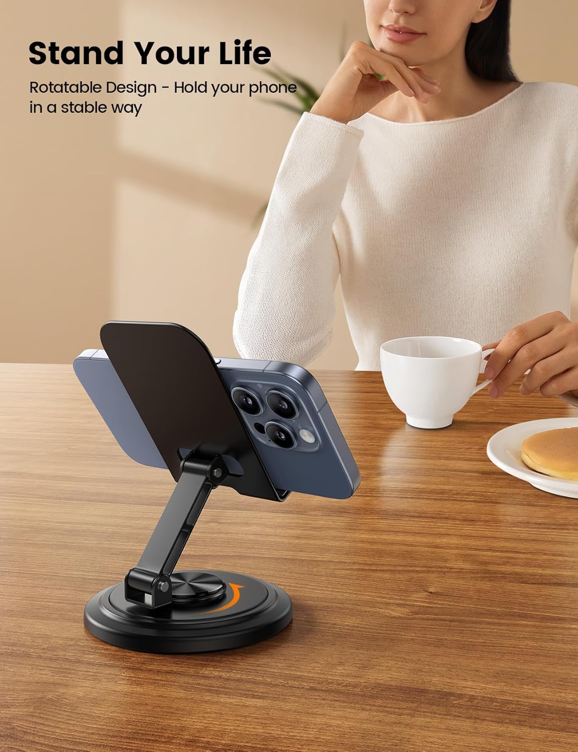 Lamicall 360° Rotation Cell Phone Stand for Desk, Sturdy Phone Holder