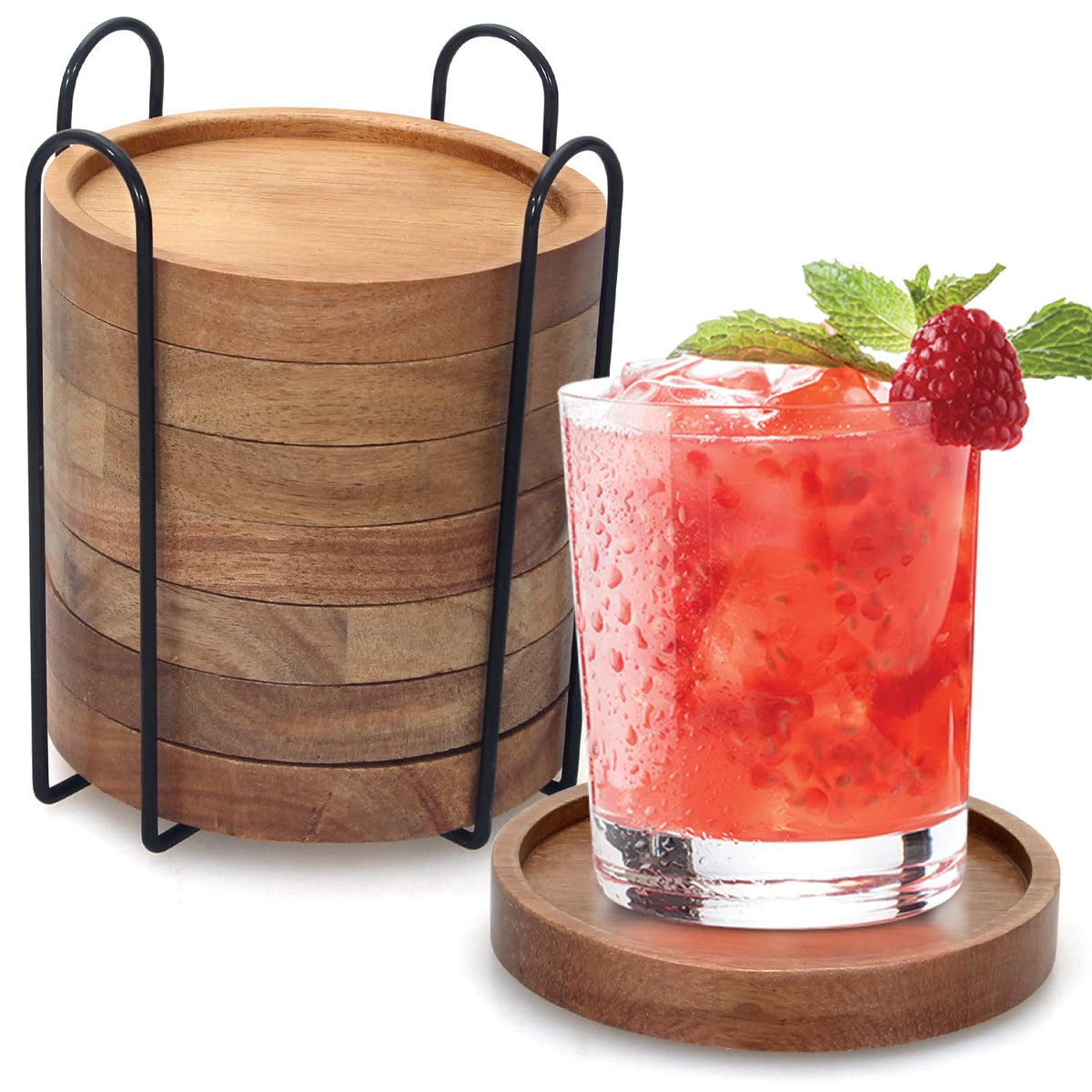 Wood Coasters Set of 4 Farmhouse Outdoor Coster for Drink Patio Table Decor