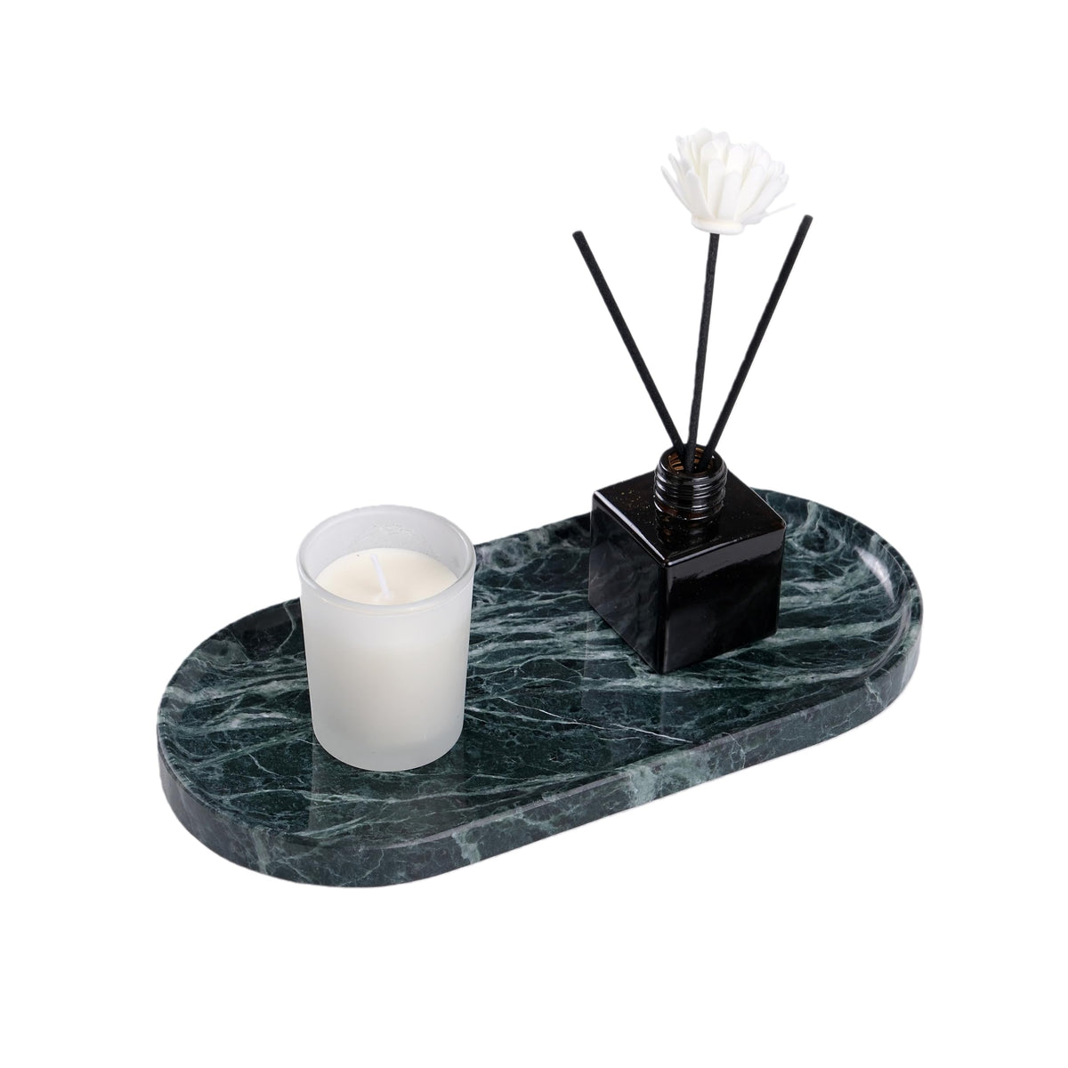 Beige Travertine Vanity Tray | Natural Stone Bathroom Organizer | Perfume & Jewelry Storage for Spa, Bedroom, Kitchen | Non-Slip Waterproof Design,9.8"x4.7"x0.6"