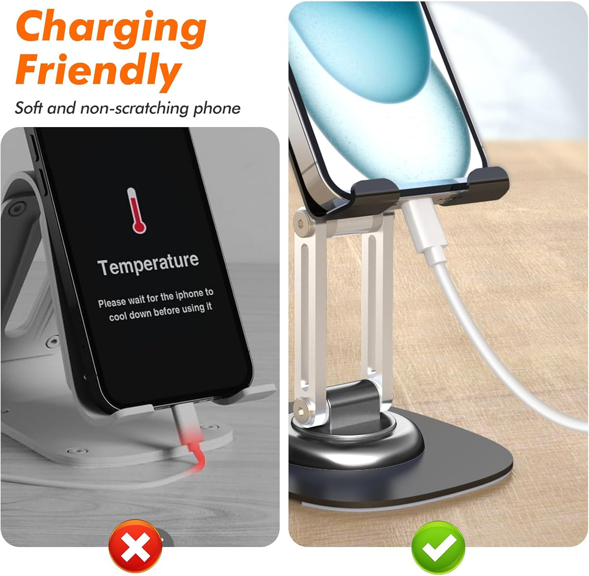 Metal Phone Stand, Adjustable Foldable Cell Phone Stand Holder for Desk