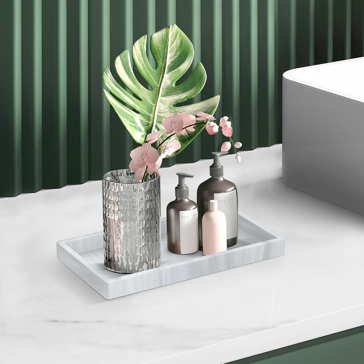 Silicone Bathroom Tray,Shatterproof Silicone Tray for Bathroom Counter