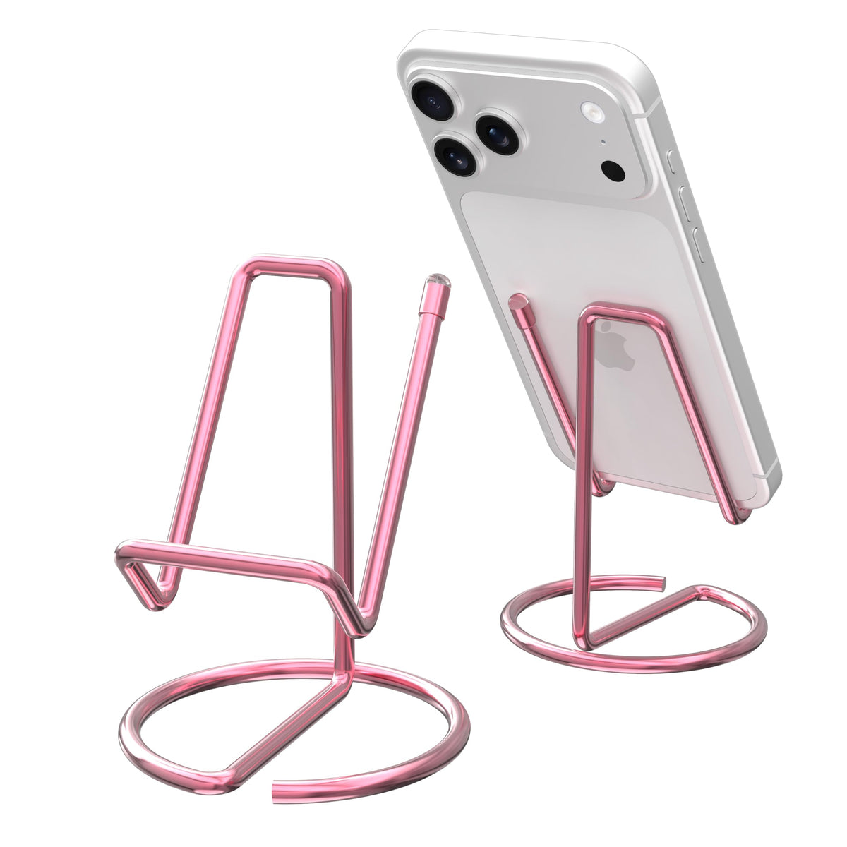 Metal Cell Phone Stand for Desk, Cute One-Piece Phone Holder, Stable Desktop Display Dock for iPhone, iPad, Samsung, Tablets & All Mobile Phones, Gold
