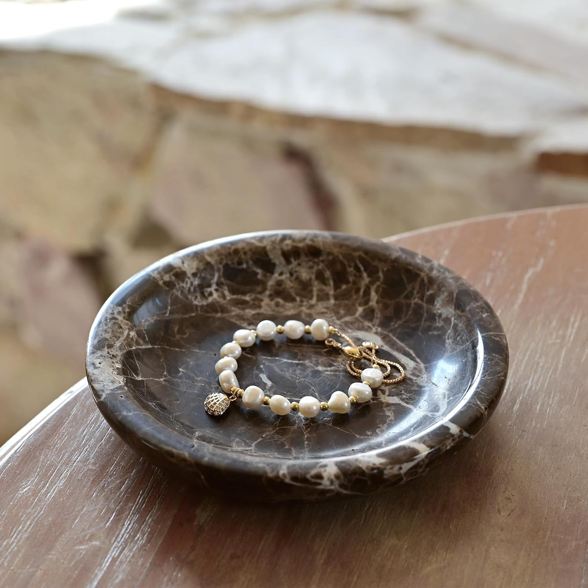 ZSHAWN Natural Marble Ring Dish Jewelry Tray – 5.5" Trinket Dish