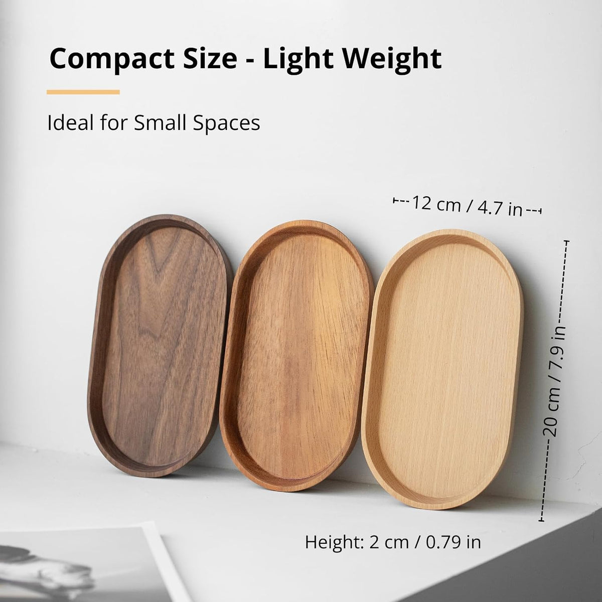 Vandroop Beech Wooden Mini Serving Tray, Tea&Coffee Table Tray 7.9”×4.7”
