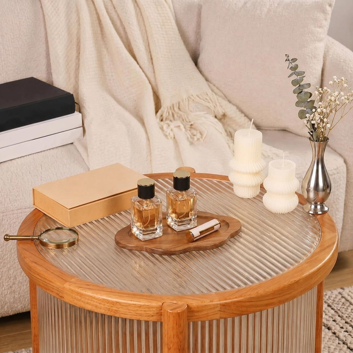 Rtteri Small Scalloped Decorative Tray Acacia Scalloped Wood Tray