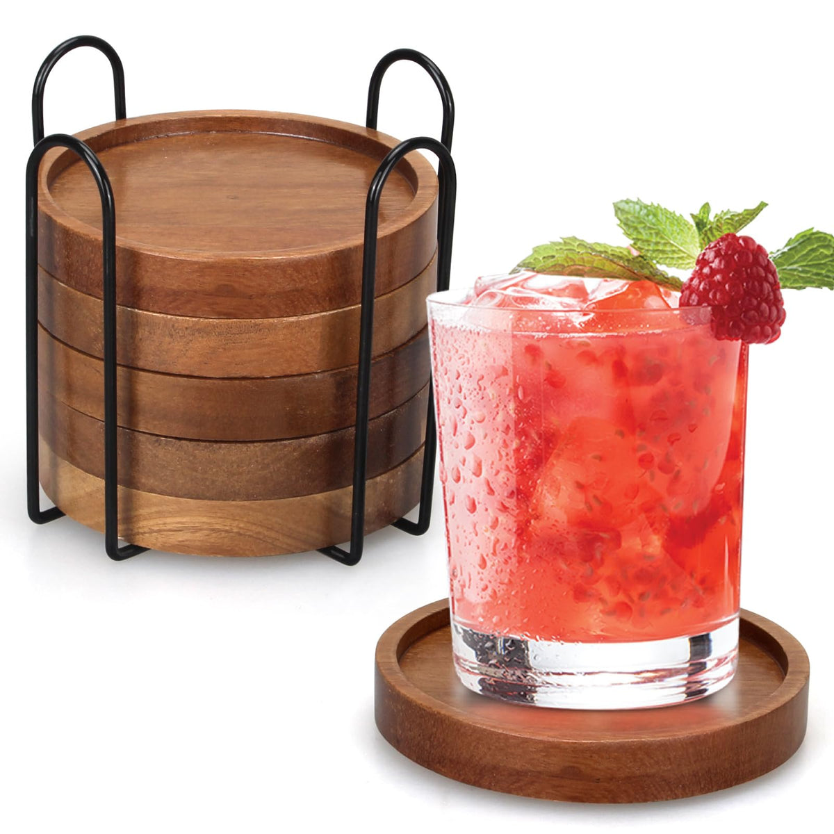 Wood Coasters Set of 4 Farmhouse Outdoor Coster for Drink Patio Table Decor