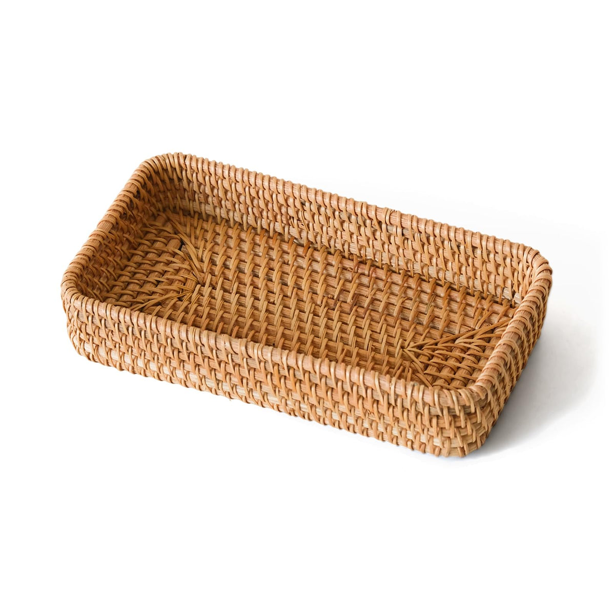 Small Rattan Serving Tray, Natural Wicker Decorative Tray (8.2" × 4.3")