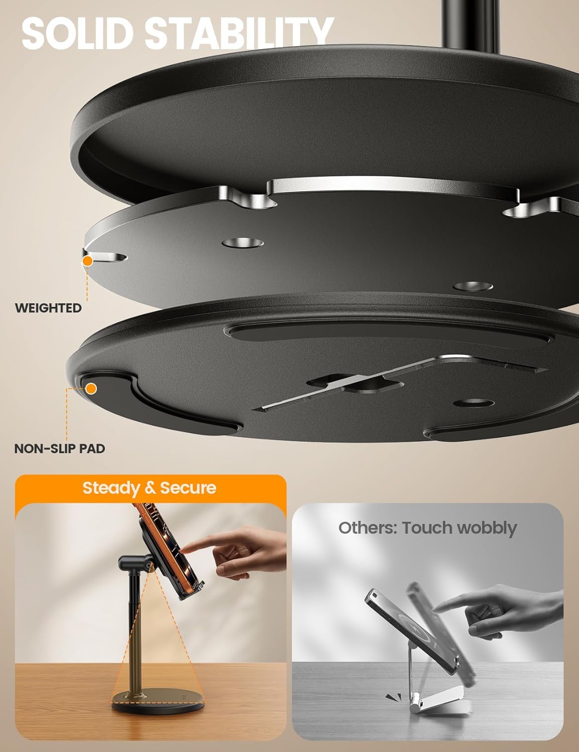 Lamicall Cell Phone Stand for Desk - [Height Angle] Adjustable Phone Holder