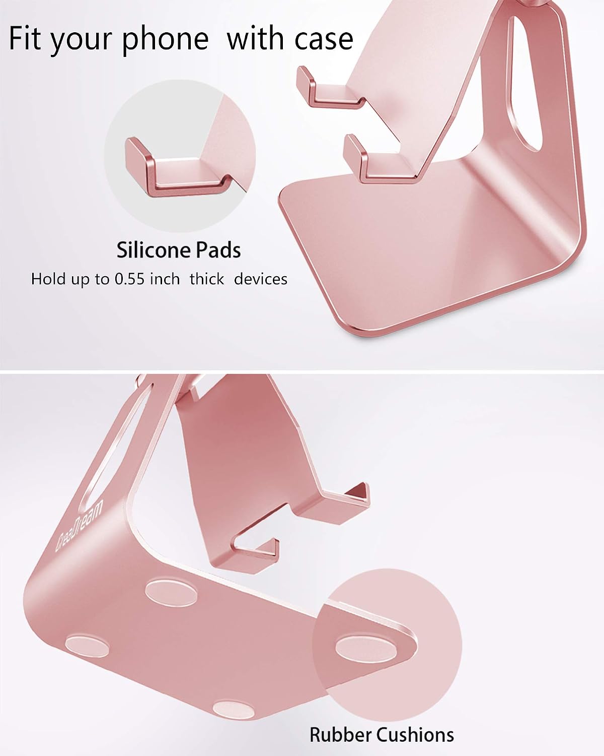 CreaDream Aluminum Cell Phone Stand, Adjustable Phone Holder for Desk