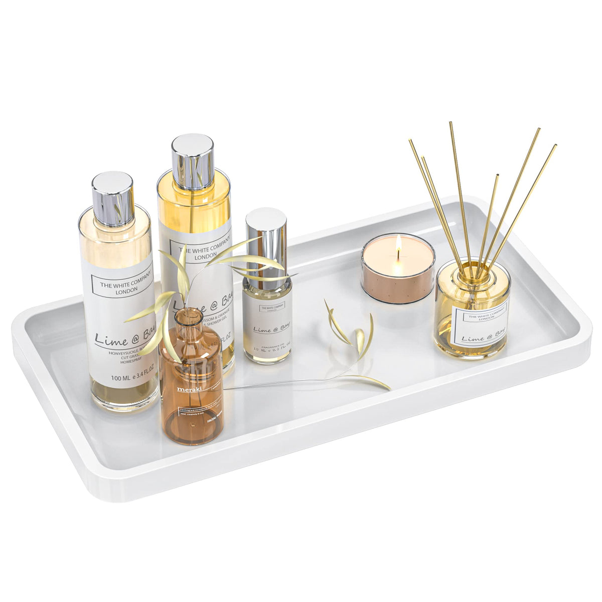 Weenson Small Bathroom Vanity Tray for Countertop Makeup Perfume Jewelry Decor Candle Keys, Small Black Kitchen Tray for Soap Dispenser Spice Bamboo Toilet Tray 7.9" L x 4" W x 0.79" H