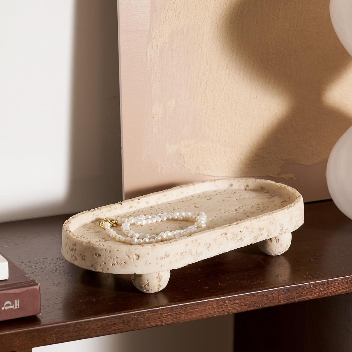 DN DECONATION Decorative Tray with Legs, 4 Footed Coffee Table Trays Decor