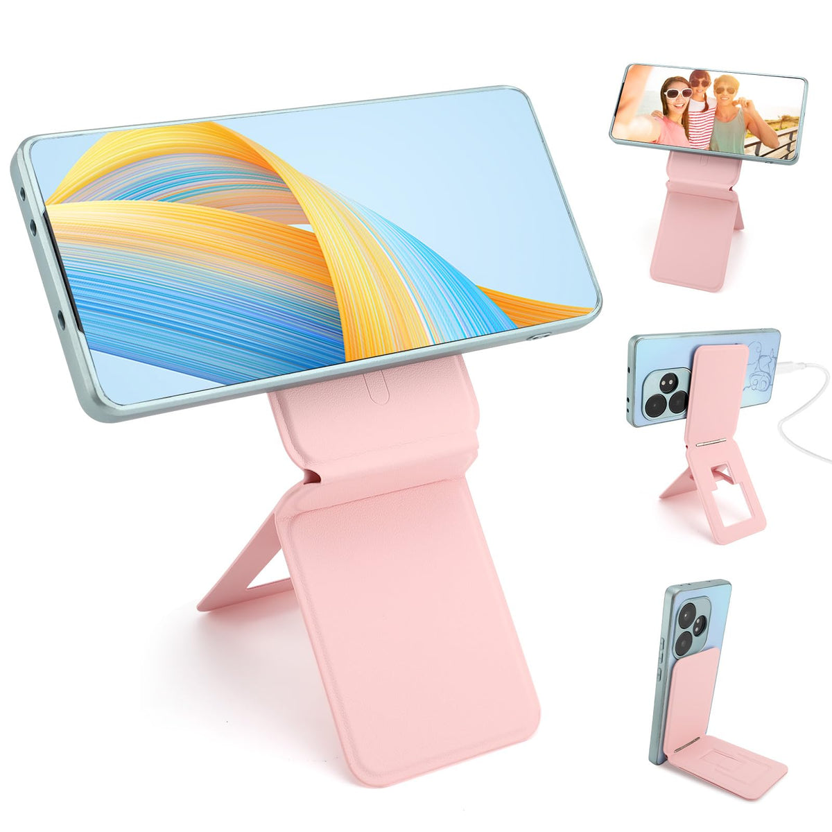 Magnetic Tripod Phone Stand, Slim Foldable Phone Holder for Iphone(Black)