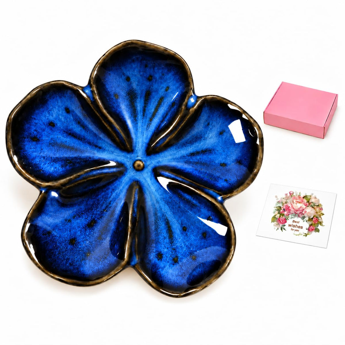 Ceramic Flower Jewelry Ring Trinket Dish Tray, Gifts for Women, White