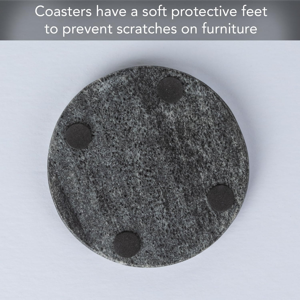Thirstystone Natural Black Marble Round Coasters, 4 Pack