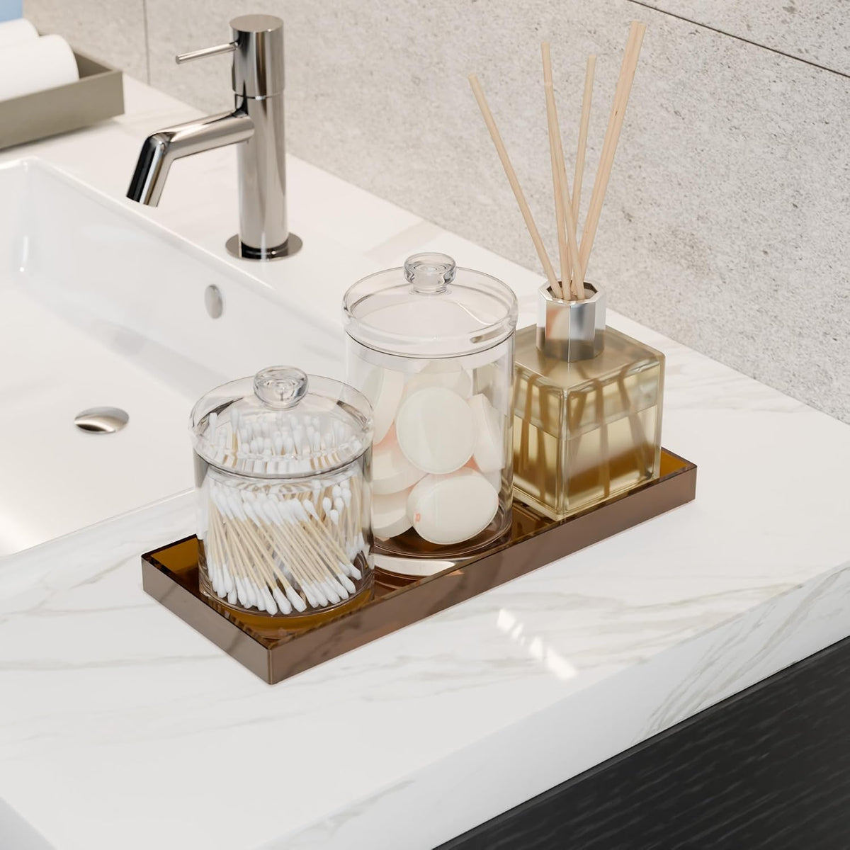 ATZYmolin 11" x 4.3" Bathroom Vanity Acrylic Tray, Small Amber