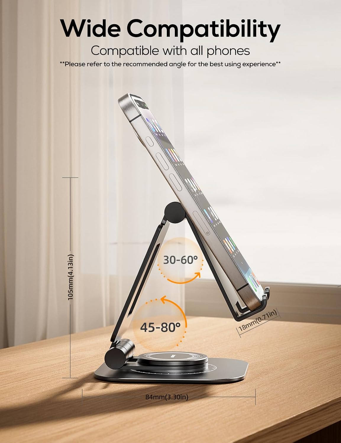 Nulaxy 360° Rotating Multi-Angle Adjustable Phone Stand, Charging-Friendly
