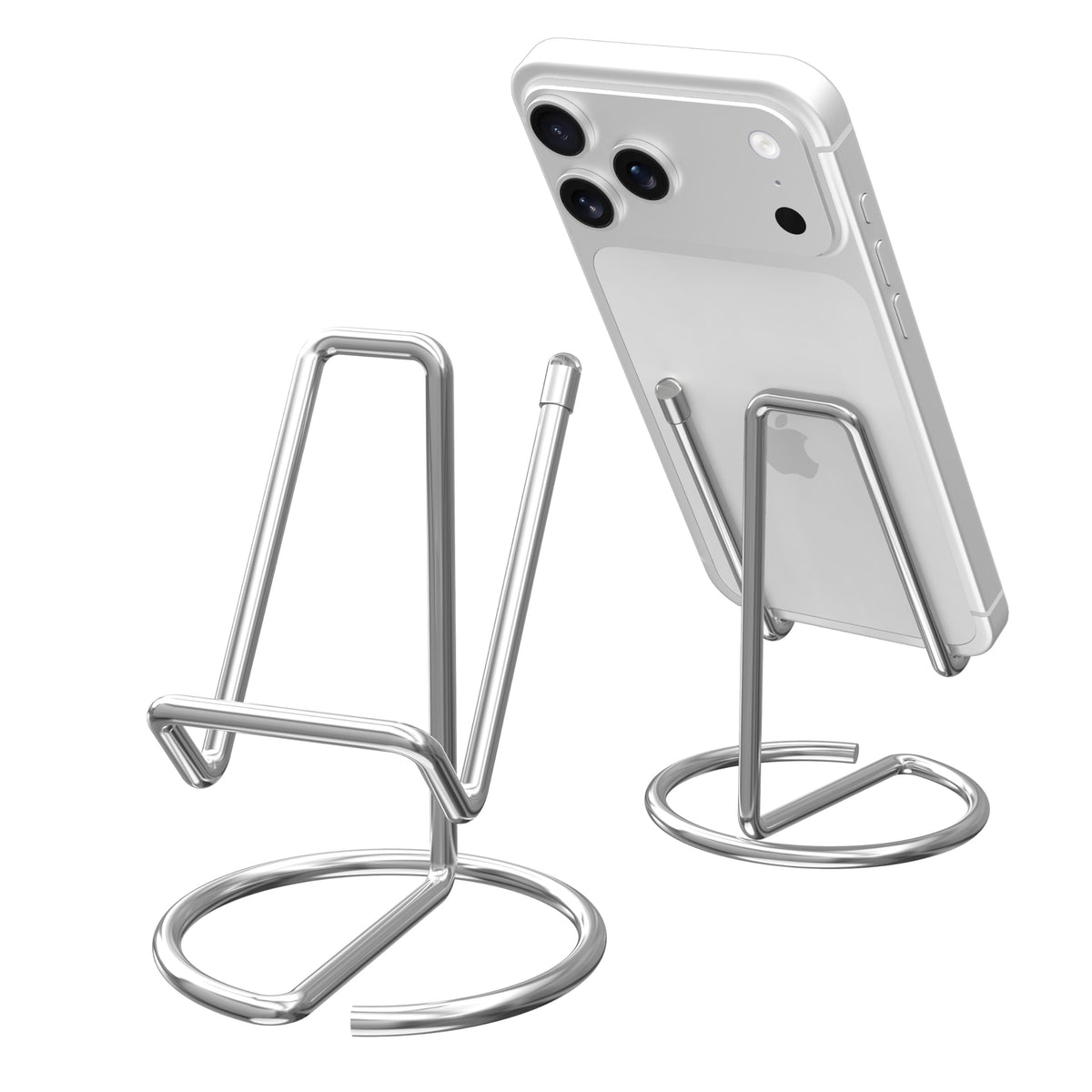 Metal Cell Phone Stand for Desk, Cute One-Piece Phone Holder, Stable Desktop Display Dock for iPhone, iPad, Samsung, Tablets & All Mobile Phones, Gold