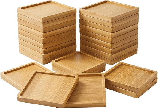 Bamboo Coasters for Crafts, 20 Pcs 3.54" Square Mosaic Blanks