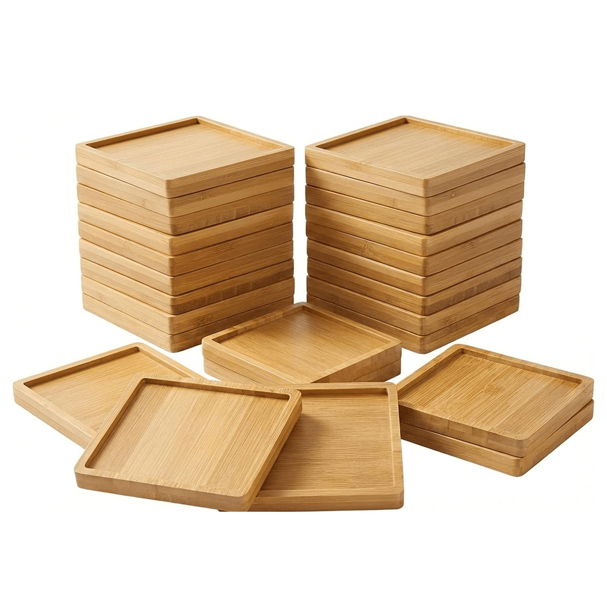 Bamboo Coasters for Crafts, 20 Pcs 3.54" Square Mosaic Blanks