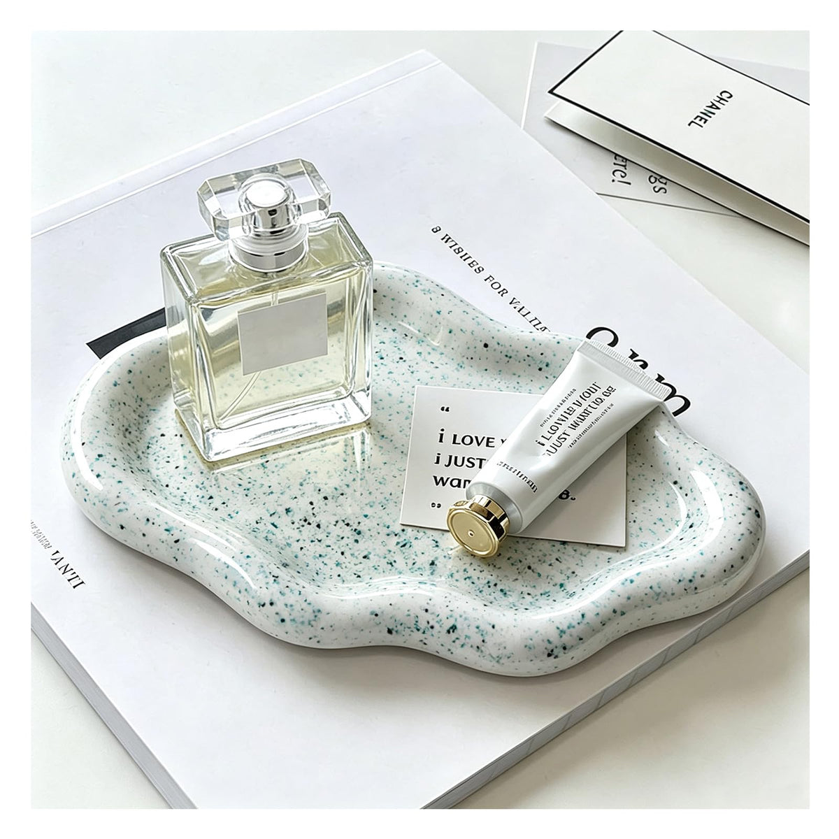 Small Jewelry Dish for Women, Gifts for Mom, Ceramic Jewlery Tray Ring Holder, Vanity Ring Dish Cute Cloud Tray, Nightstand Decor Trinket Bowl for Earrings, Perfume, Keys, White Jewelry Plate