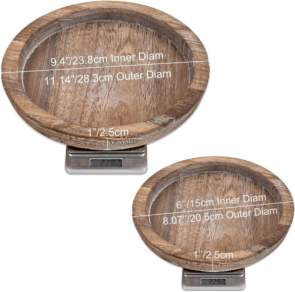 Rustic Wooden Serving Tray - Candle Holder Tray Home Decor, Small Wooden Serving Tray, Round Wood Tray for Coffee Table, Decorative Tray, Centerpiece Table Decorations for Home Decor (8.07 in), Retro