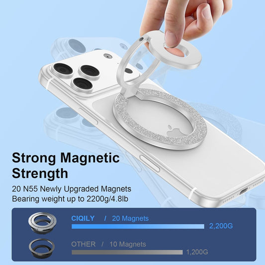 Magnetic Finger Phone Grip Holder Dual-Sided Magnet Gym Finger Ring Loop Adjustable MagSafe Finger Ring for iPhone 17 Pro Max Air 16e 16 15 14 13 12 Pro Max,Samsung,Phone Stand for Magnetic Car Mount