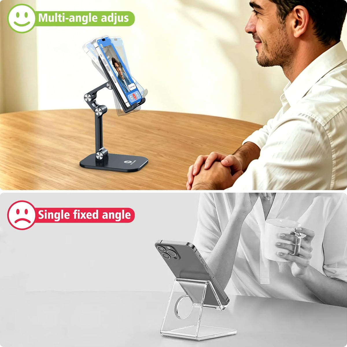OCYCLONE Phone Stand for Desk, Foldable Cell Phone Stand Holder, Black