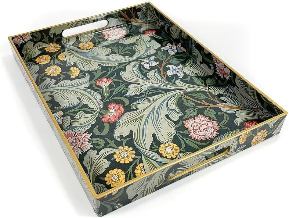 Sooyee Acrylic Serving Tray with Handles,Green Valley