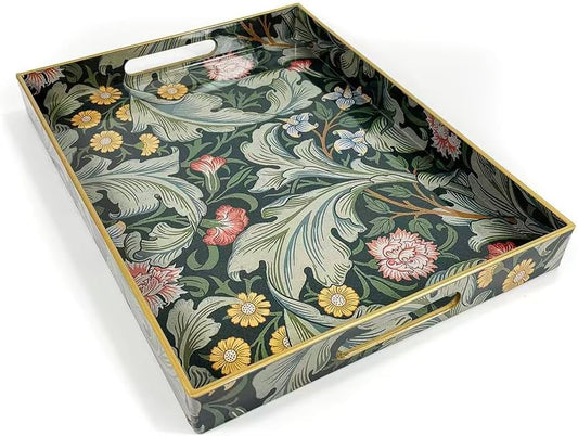 Sooyee Acrylic Serving Tray with Handles,Green Valley