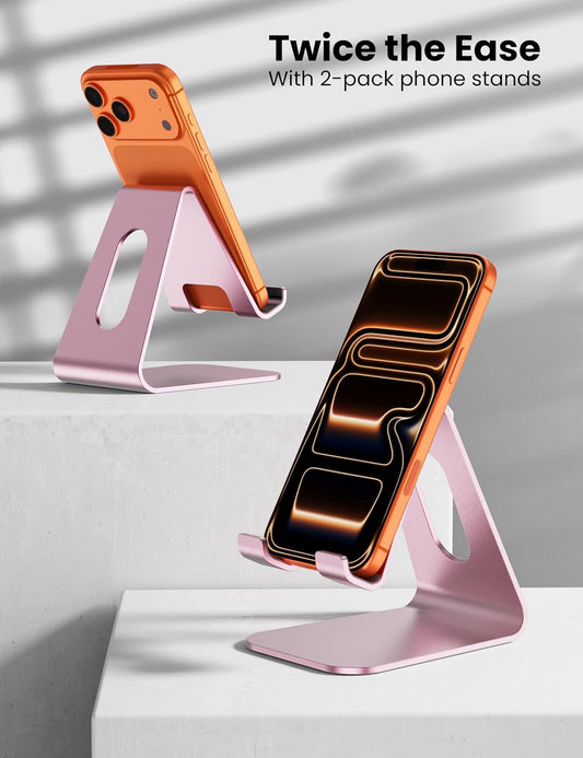 2Pack Phone Stand, Simple Cellphone Holder for Desk, Desk Phone Stand,Pink
