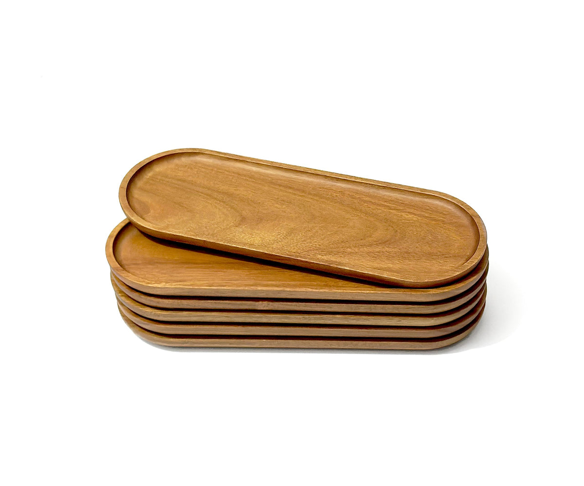 Small Wooden Tray (7.5 x 4.1 inch), Oval Mini Serving Tray