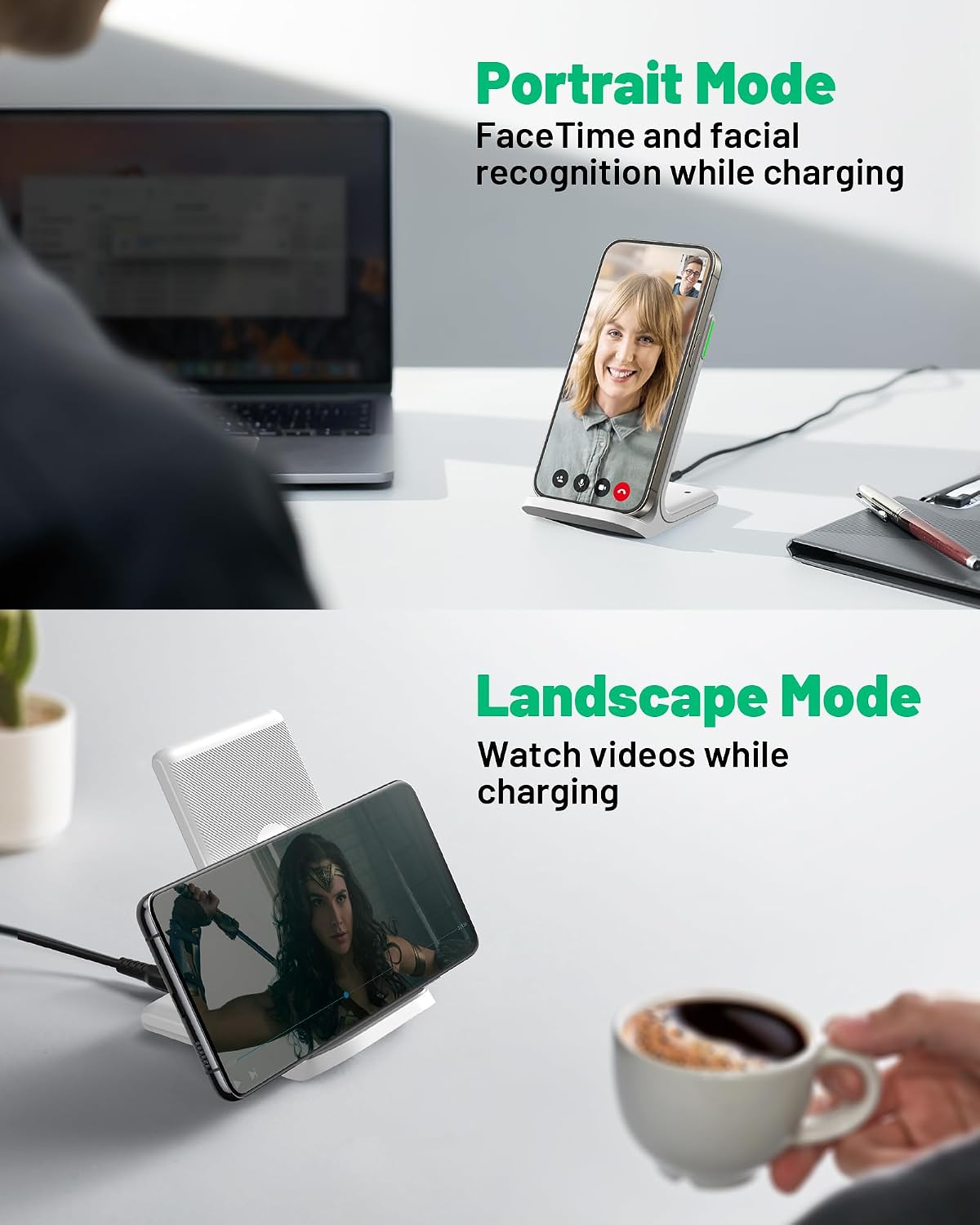 INIU Wireless Charger, 15W Fast Wireless Charging Phone Station with LED