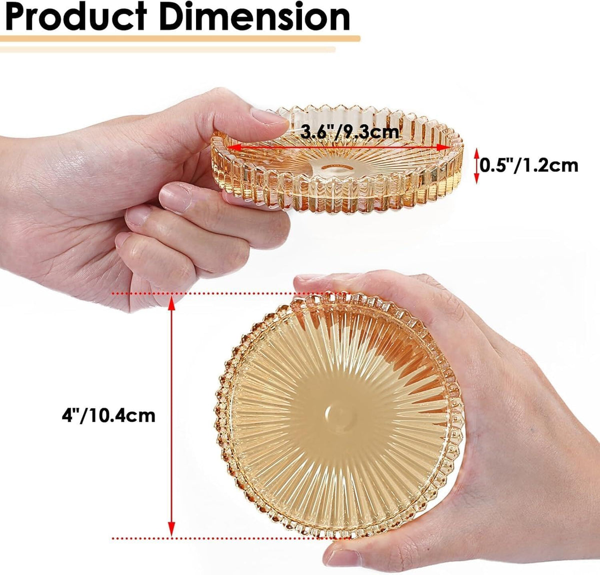 Modern Clear Coasters Set of 2- Glass Cup Coaster for Drinks, Clear Amber