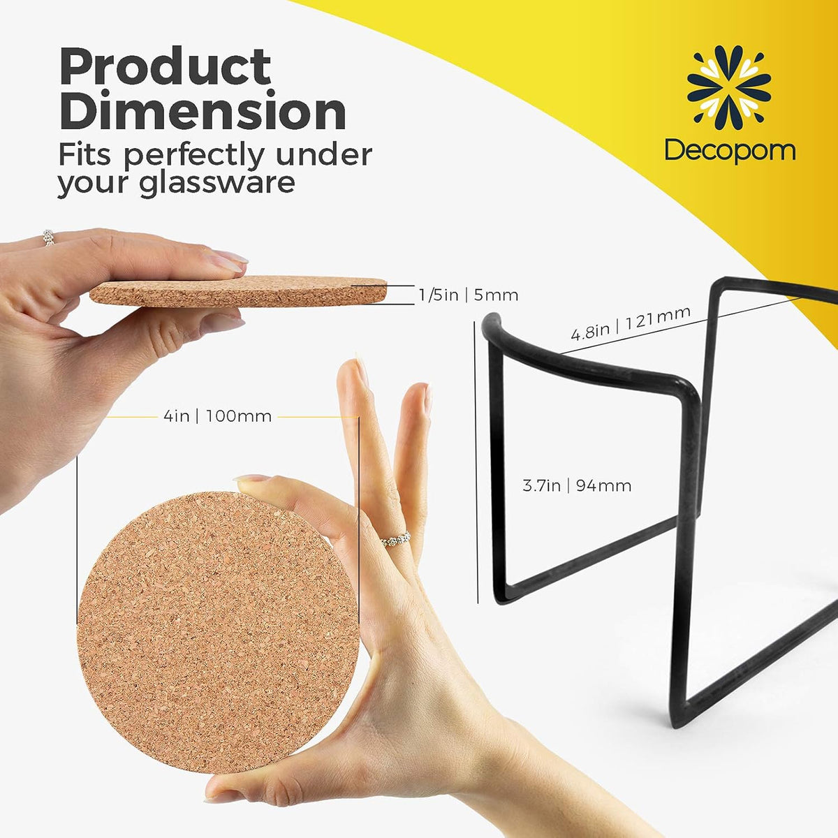 Cork Coasters for Drinks with Metal Holder - 16 Pcs Round 4 inch Drink Coaster Thick Absorbent Heat-Resistant Saucer - Used for Cold Hot Beverages Glasses Mugs Cups Plants Apartment Decor Bar Table