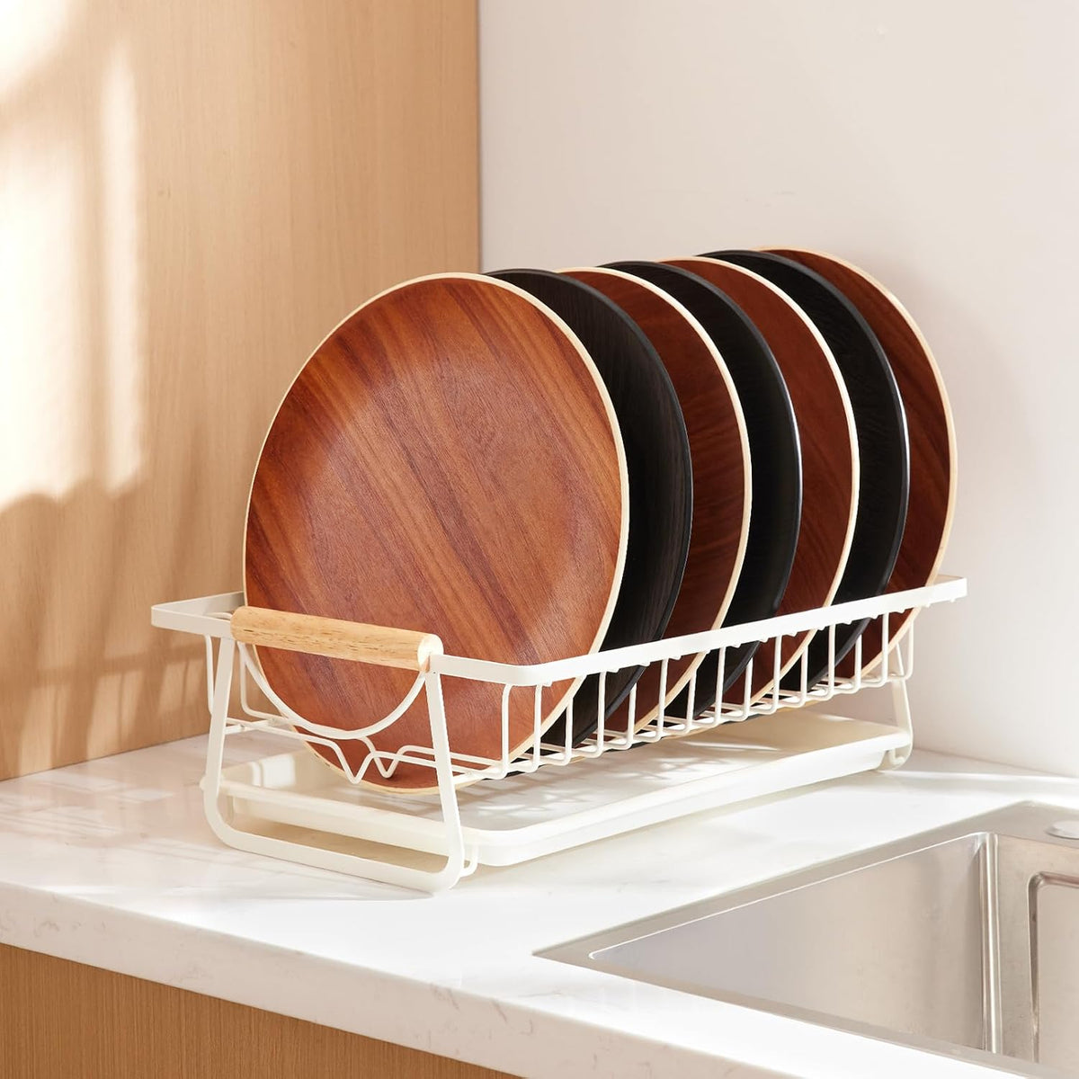 Yangbaga Acacia Wood Serving Tray: Round Decorative Tray for Home Decor