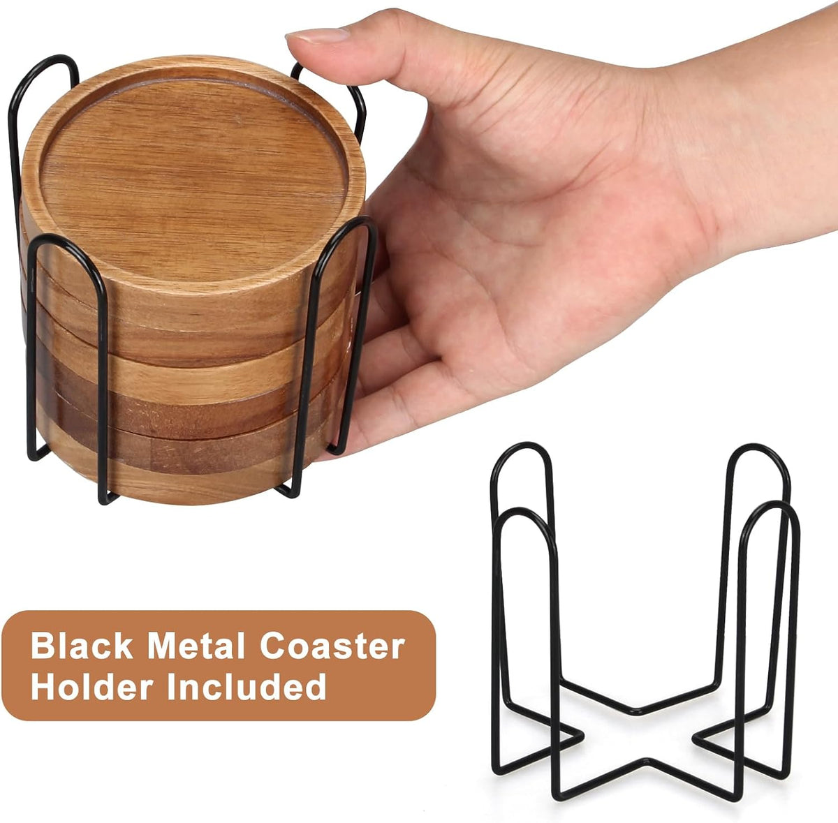 Wooden Coaster Set of 6 Coffee Table Decor Bar Cup Drink Coasters Holder