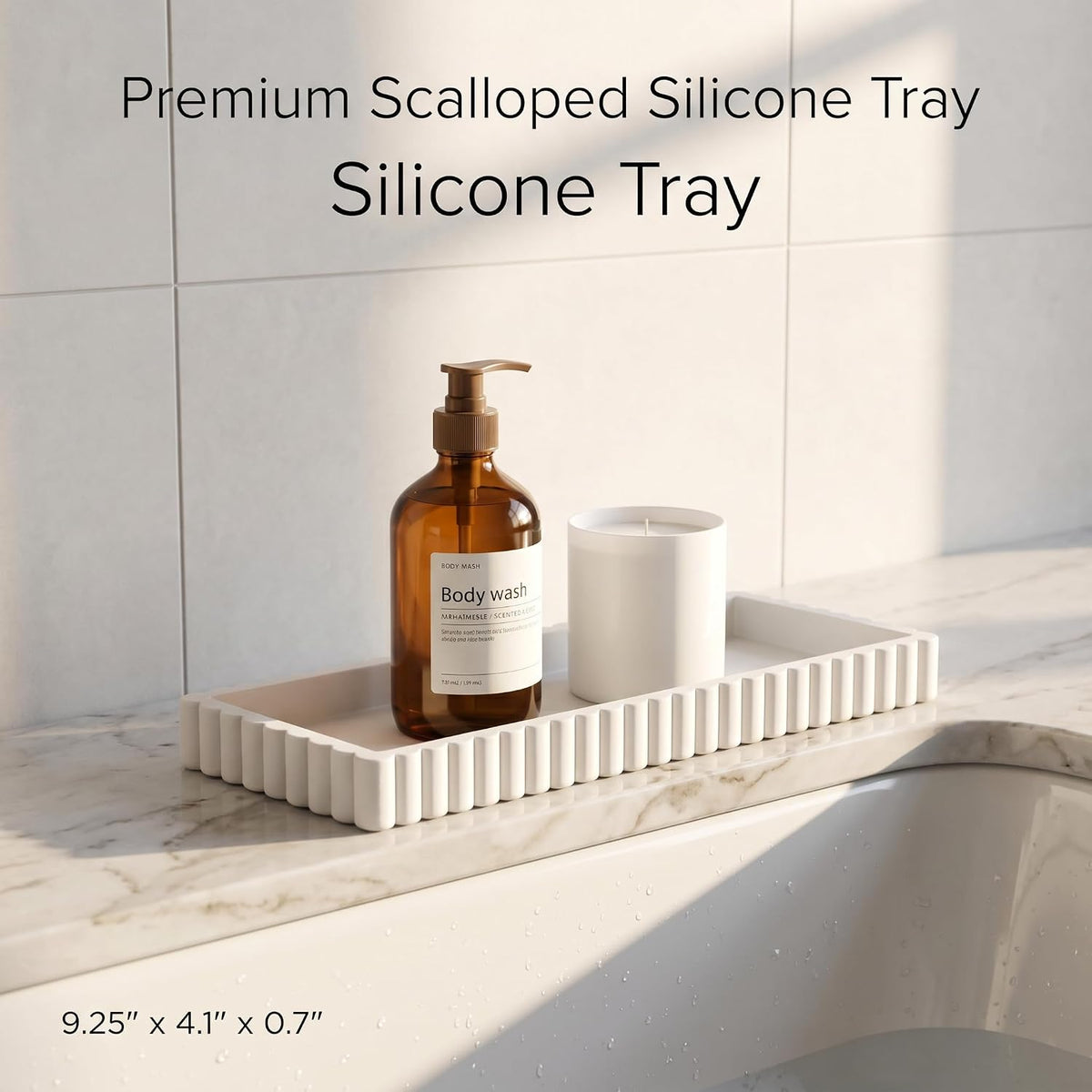 Nevado Silicone Rectangle Vanity Tray Small Decorative Tray (Beige)