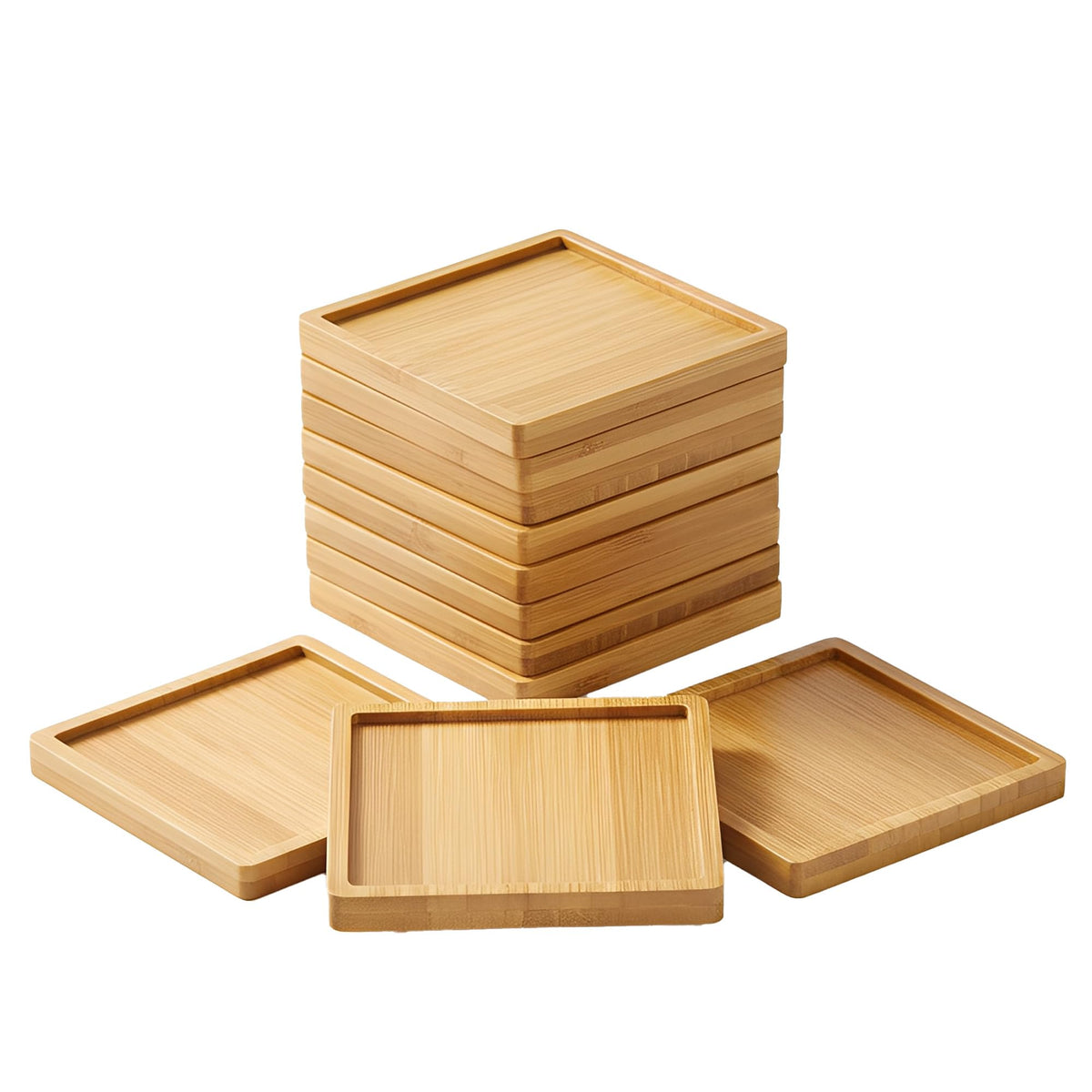 Bamboo Coasters for Crafts, 20 Pcs 3.54" Square Mosaic Blanks