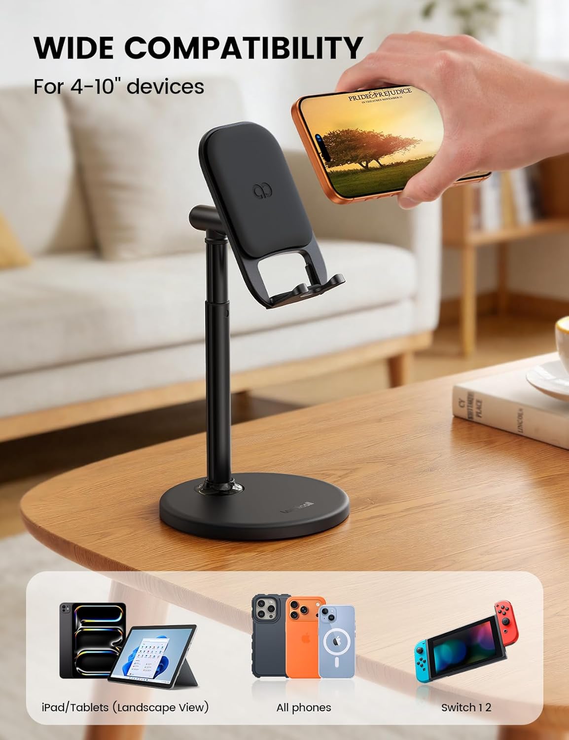 Lamicall Cell Phone Stand for Desk - [Height Angle] Adjustable Phone Holder