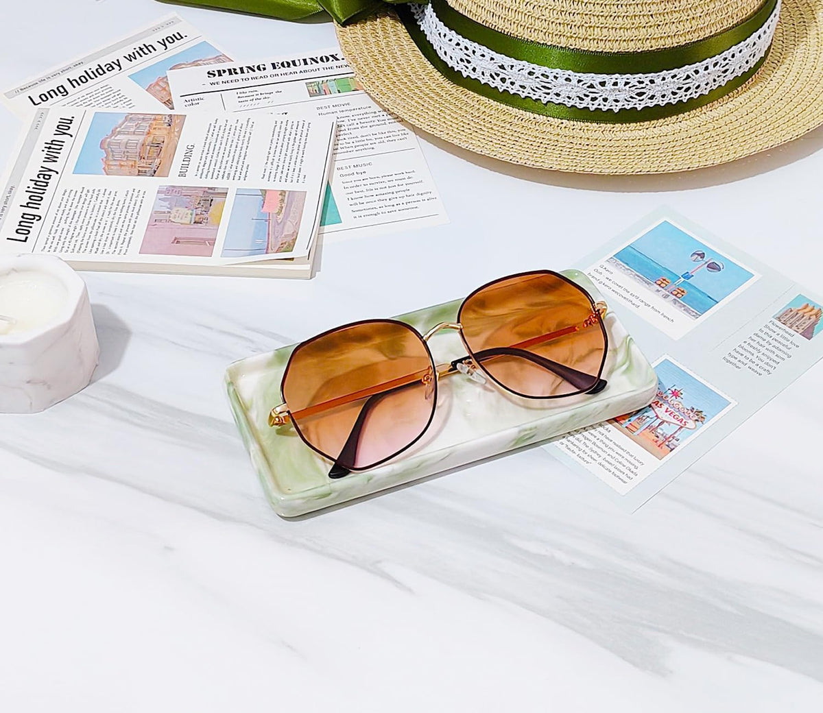 6.4" Porcelain Small Bathroom Narrow Mini Tray - Green