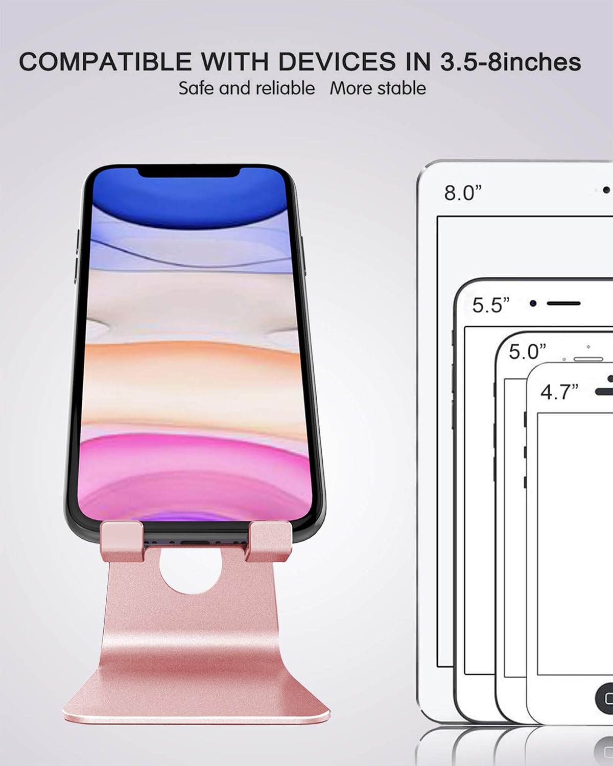 CreaDream Aluminum Cell Phone Stand, Adjustable Phone Holder for Desk