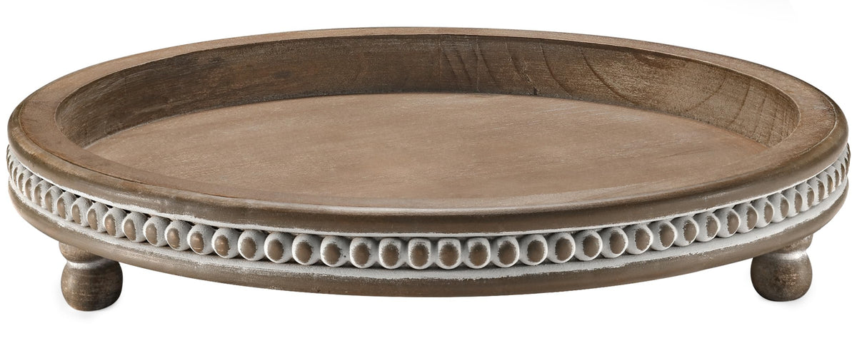 Handmade 12 Inch Decorative Tray, Small Beaded Tray Coffee Table Decor, Blue Decorative Display Risers for Coffee Table, Dining Room Entryway and Living Room