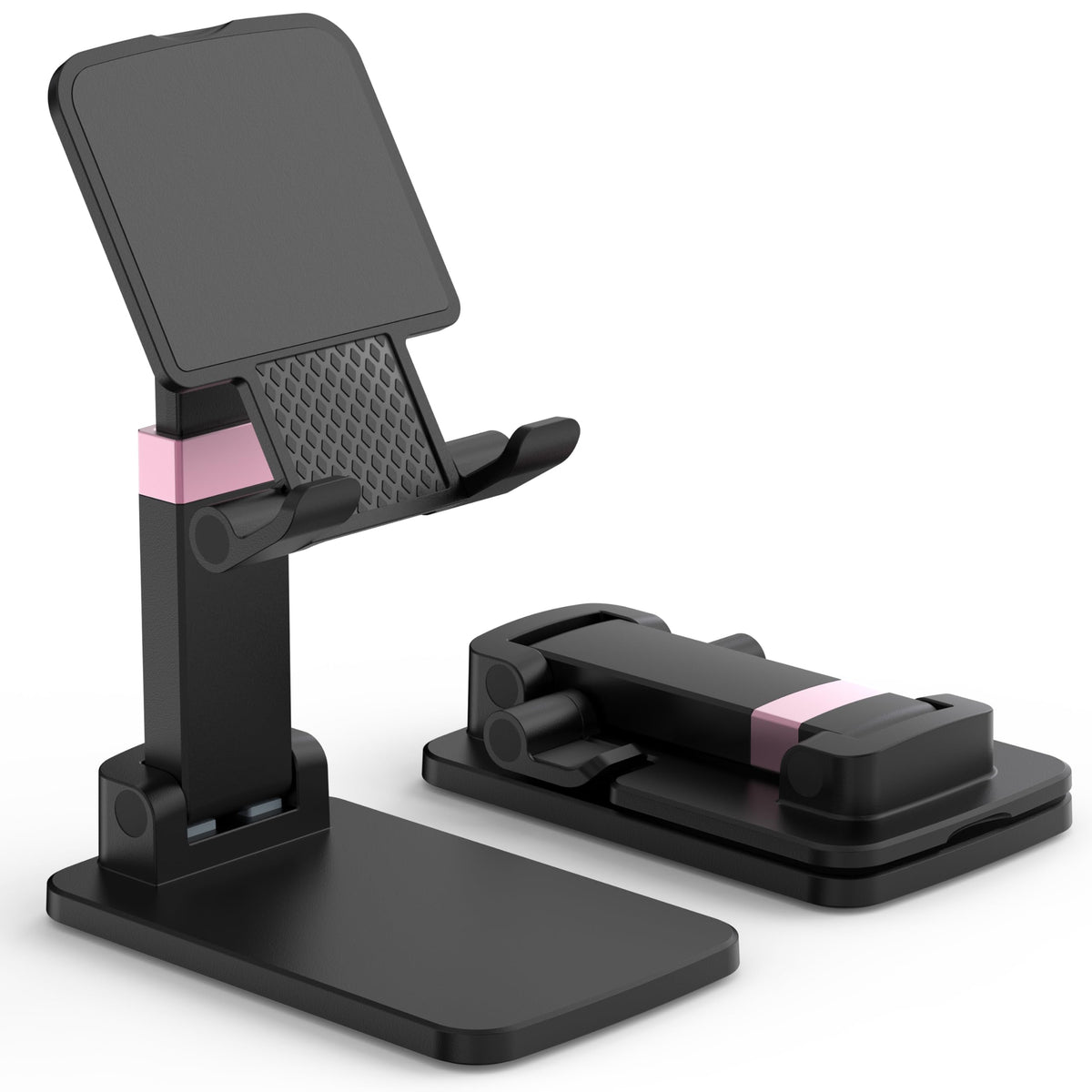 Cell Phone Stand for Desk, Adjustable Height & Angle Phone Holder, Foldable Portable Stand with Anti-Slip Silicone Pad, Compatible with iPhone and All Smartphones 4–8 Inch, Purple