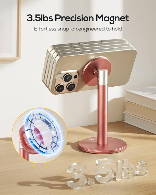 Nulaxy Magnetic Full Aluminum Cell Phone Stand with 360 Rotating, Pink