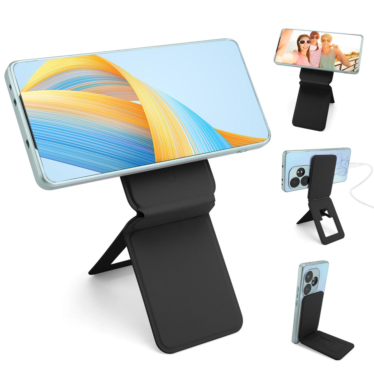 Magnetic Tripod Phone Stand, Slim Foldable Phone Holder for Iphone(Black)
