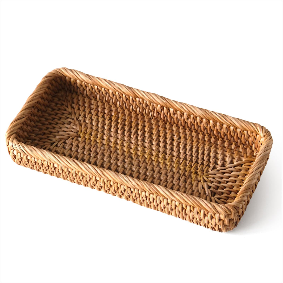 Small Rattan Serving Tray, Natural Wicker Decorative Tray (8.2" × 4.3")