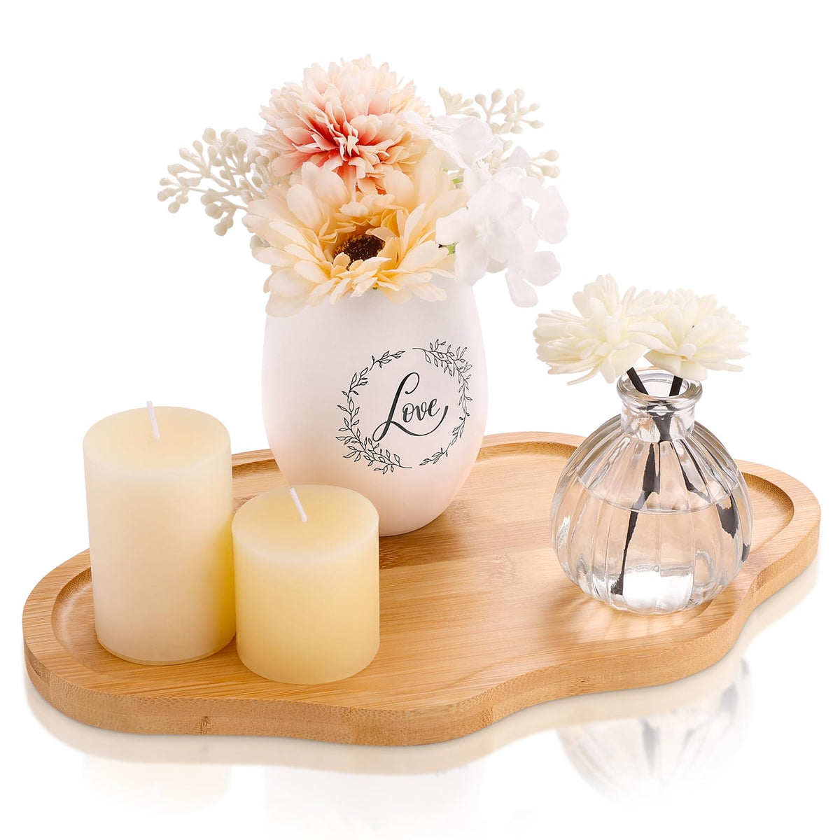 Small Decorative Tray Wood Decorative Serving Tray for Candles Perfume, Cloud Wooden Jewelry Tray Trinket Dish, Wooden Trays for Coffee Table Home Decor