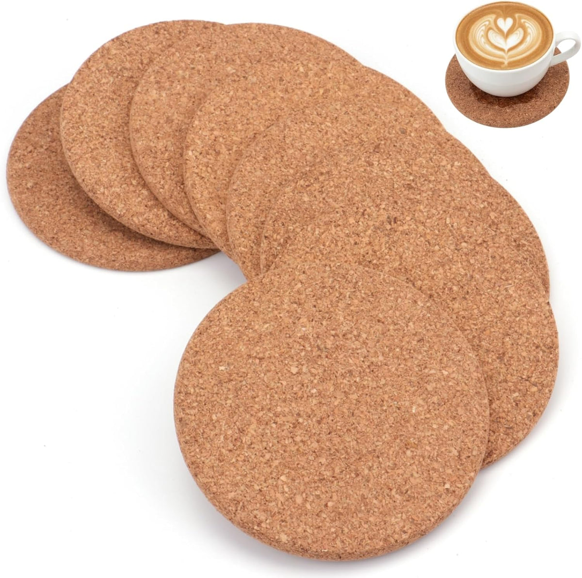 Tebery 20 Pack Cork Coasters Round, 3.9" Bar Coasters for Drinks Thick, Reusable Coaster Table Protectors for Coffee Mugs, Bulk DIY Craft Cork Circles for Home Kitchen Office, 1/5" Thick