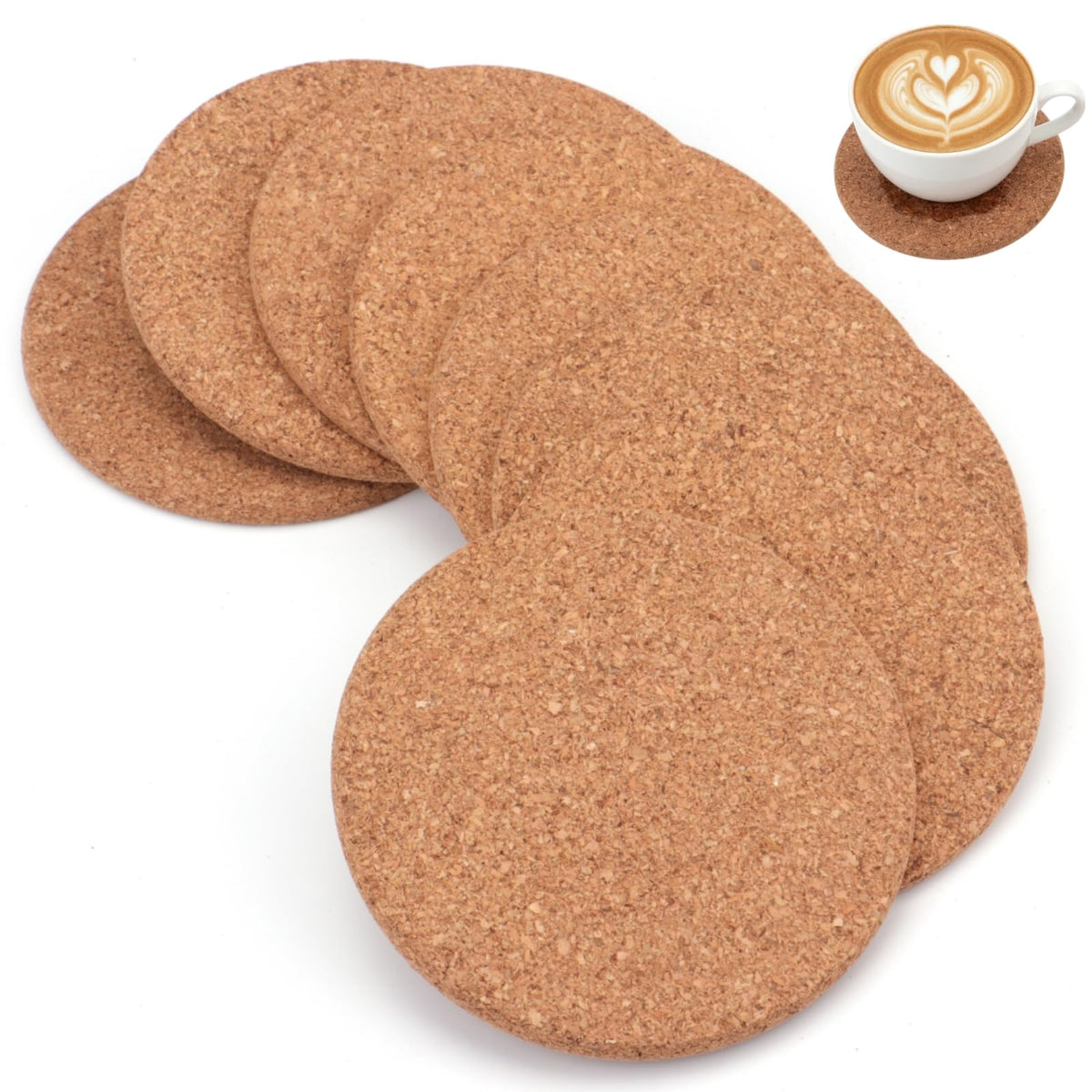 Tebery 20 Pack Cork Coasters Round, 3.9" Bar Coasters for Drinks Thick, Reusable Coaster Table Protectors for Coffee Mugs, Bulk DIY Craft Cork Circles for Home Kitchen Office, 1/5" Thick